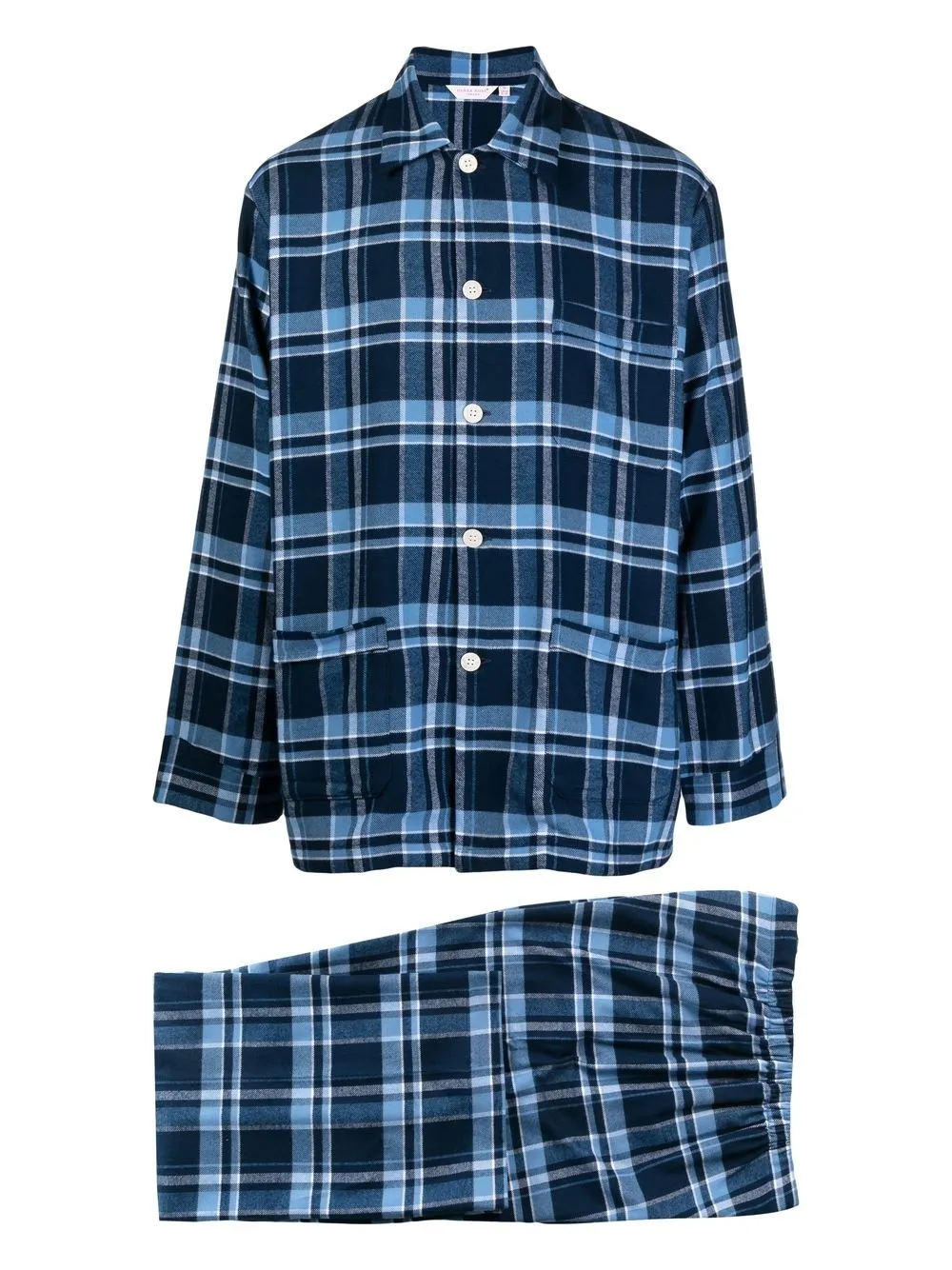 

Derek Rose check-print pocket pajama top - Blue