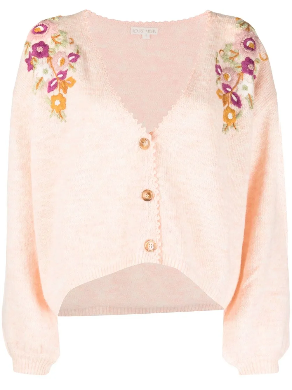 

Louise Misha floral-embroidered button-up cardigan - Pink