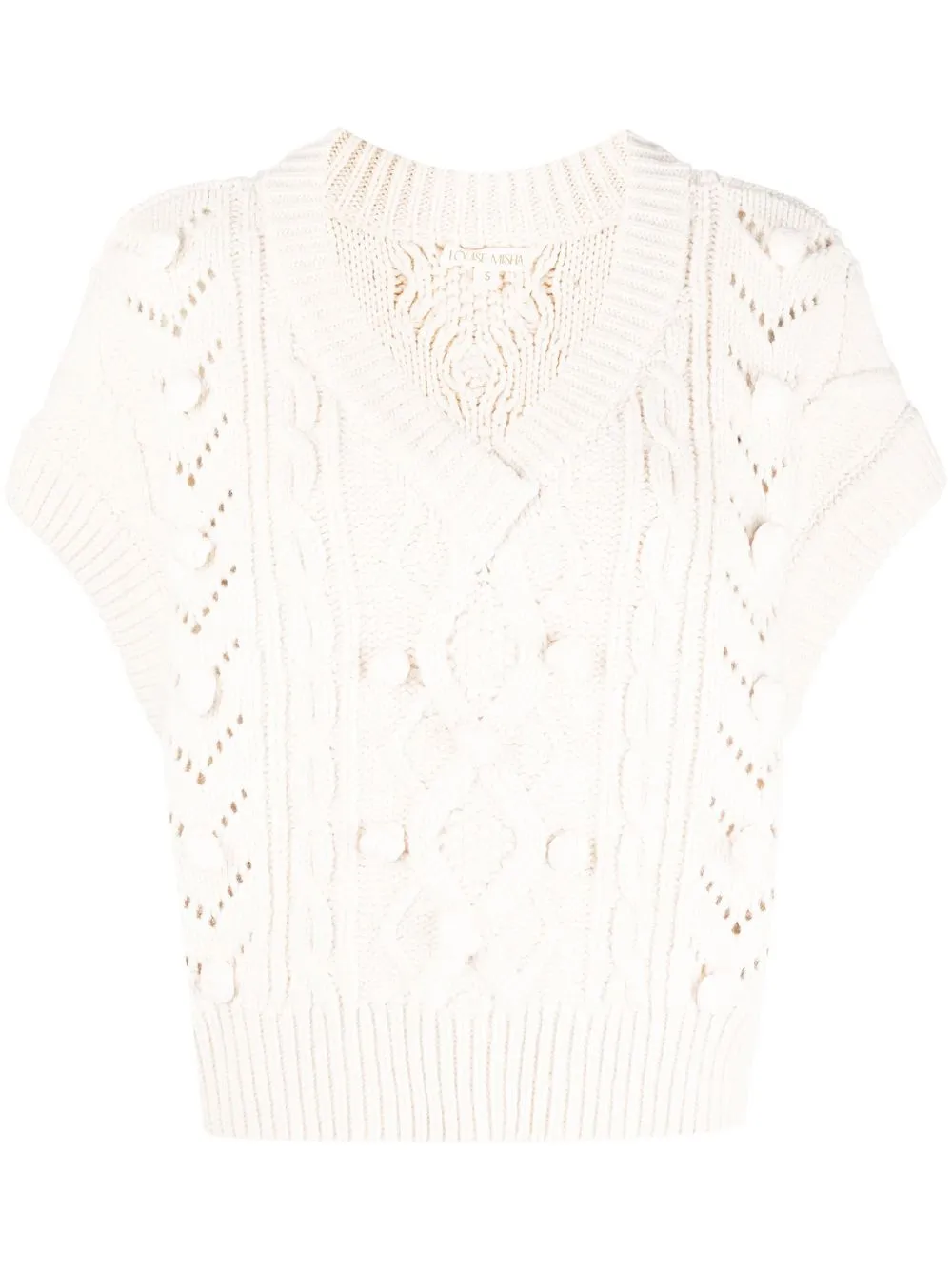 

Louise Misha short-sleeved cable-knit jumper - Neutrals