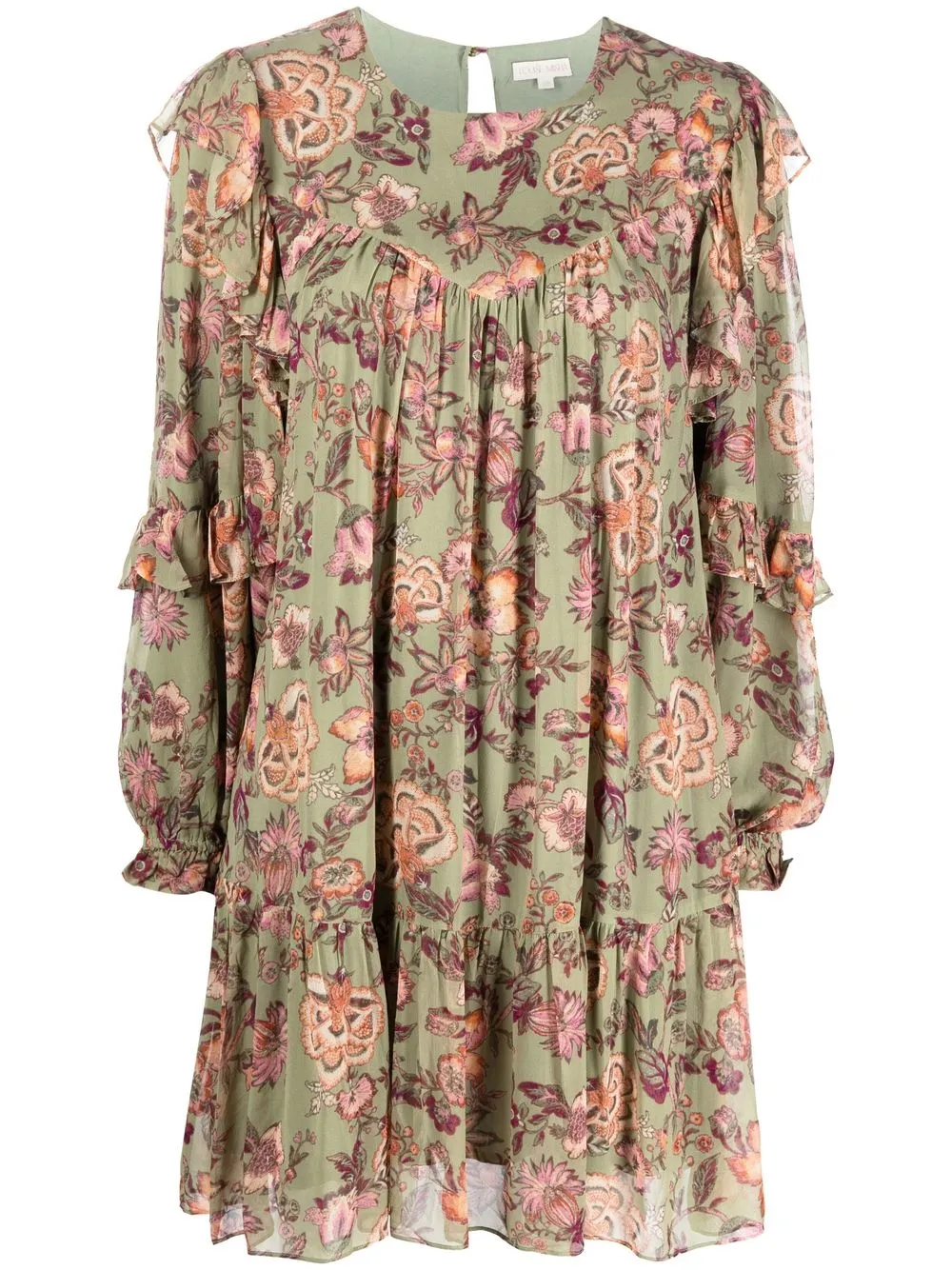 

Louise Misha vestido de seda con volantes y estampado floral - Verde