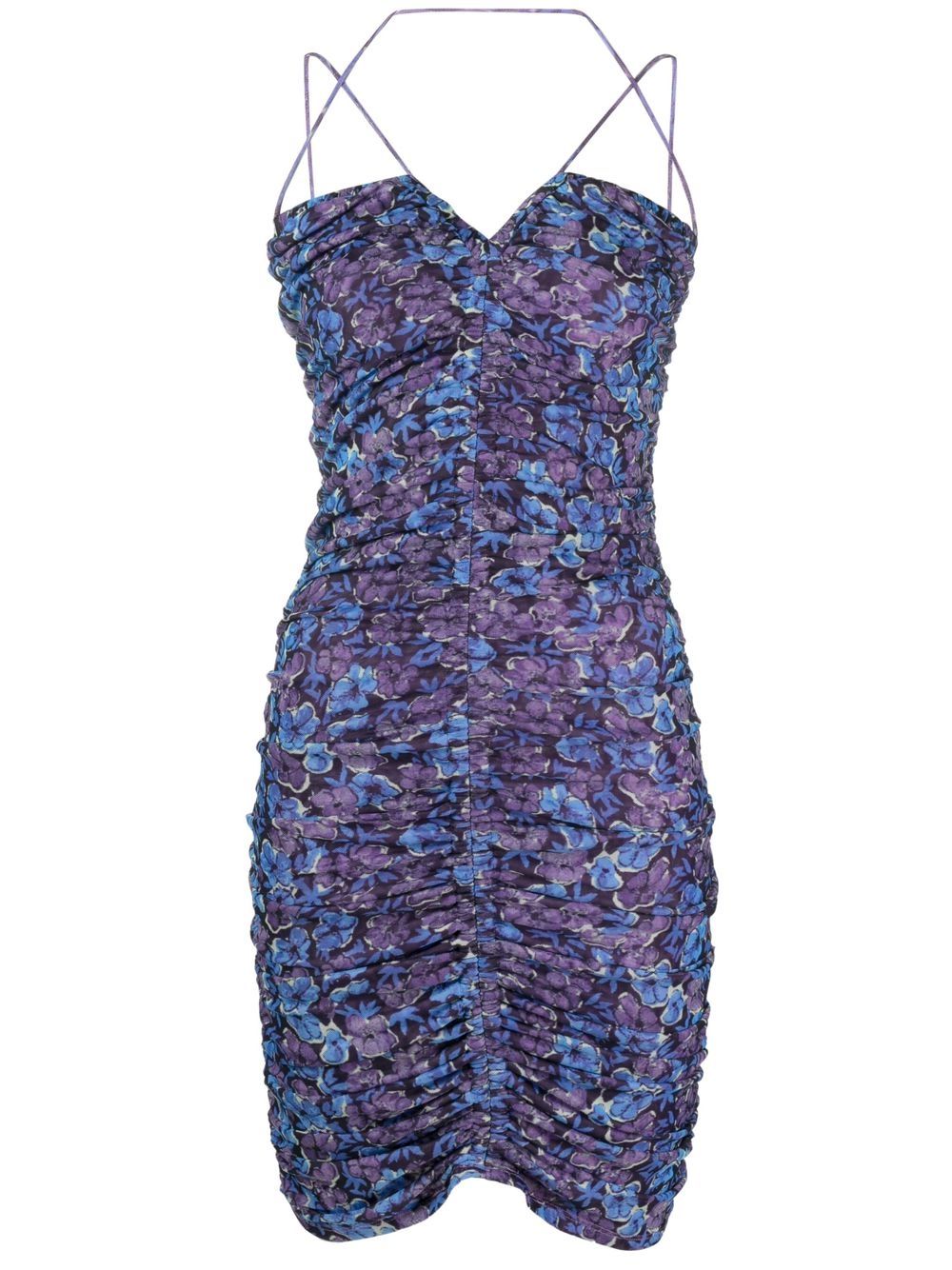 

ROTATE ruched mesh floral dress - Blue