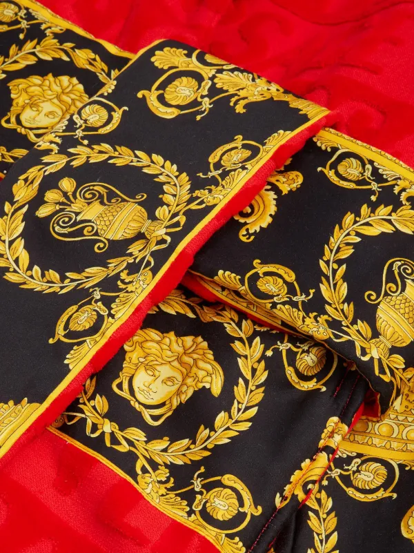 Versace I Love Baroque Logo-jacquard Cotton Bathrobe In Gold, ModeSens