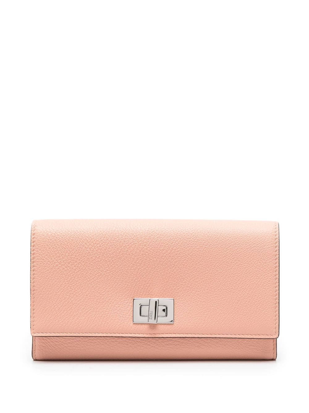 Fendi Twist-lock Leather Wallet In Pink
