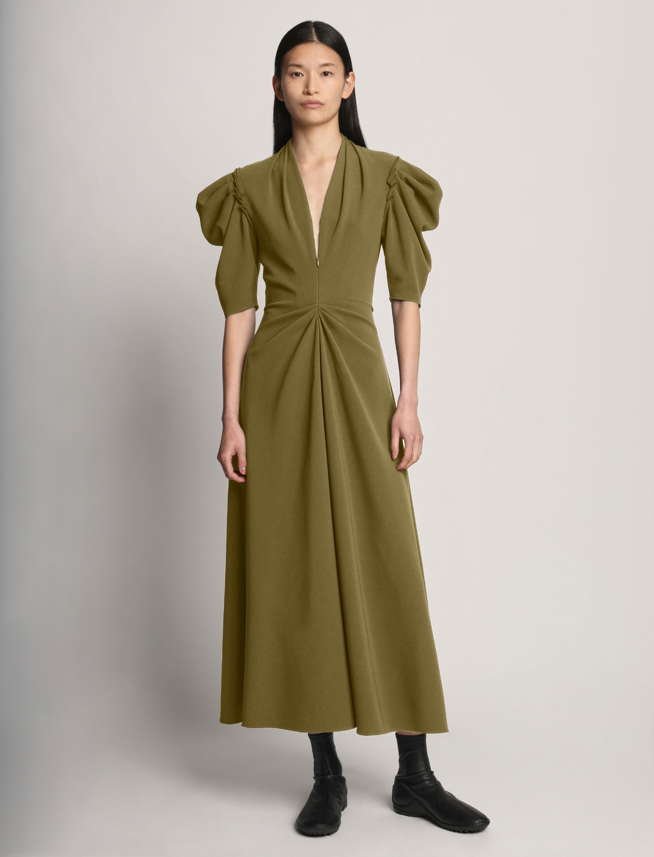 Matte Viscose Crepe Dress in green | Proenza Schouler