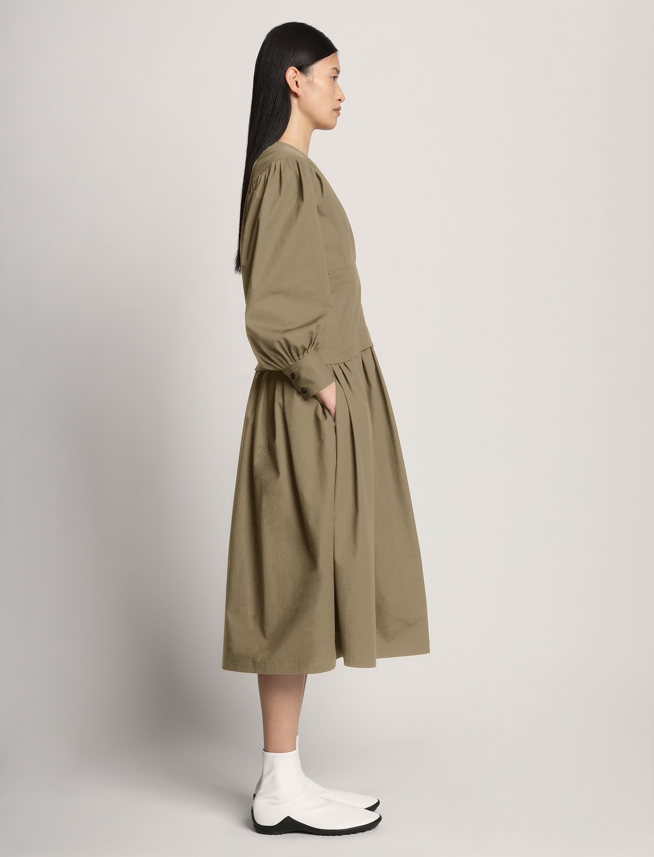 Poplin V-neck Dress #1