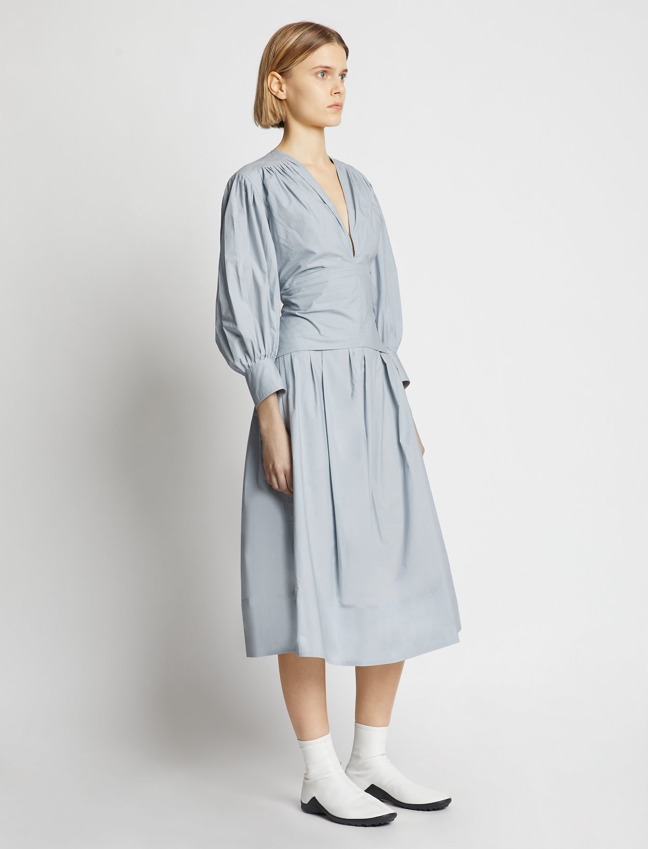 Poplin V-neck Dress #1
