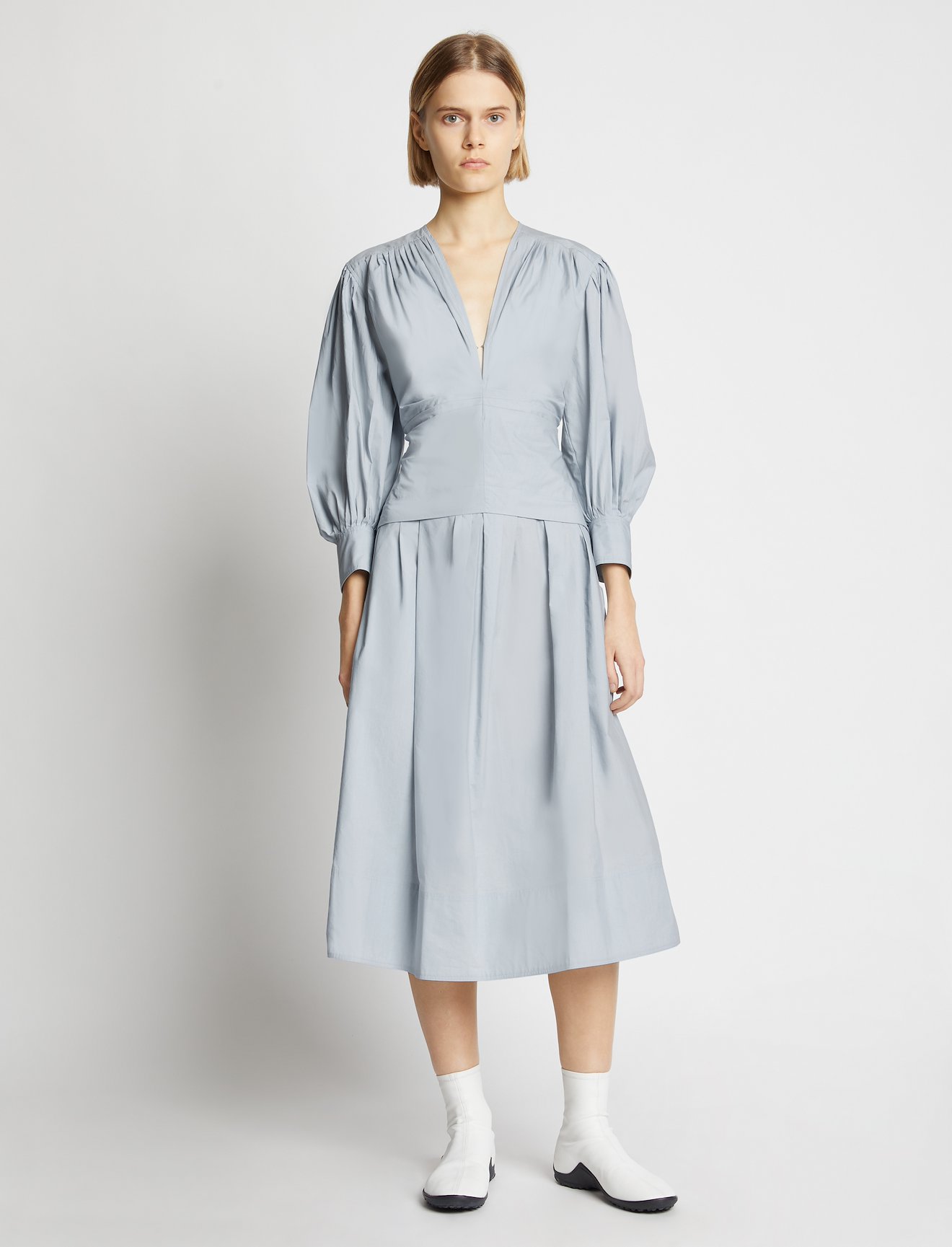 Poplin V-neck Dress #5