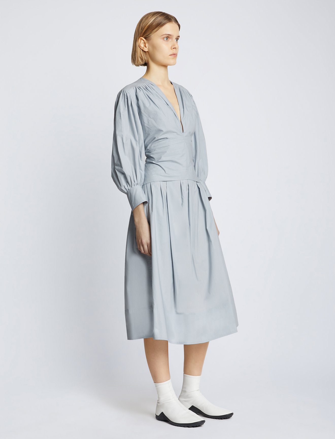 Poplin V-neck Dress #1