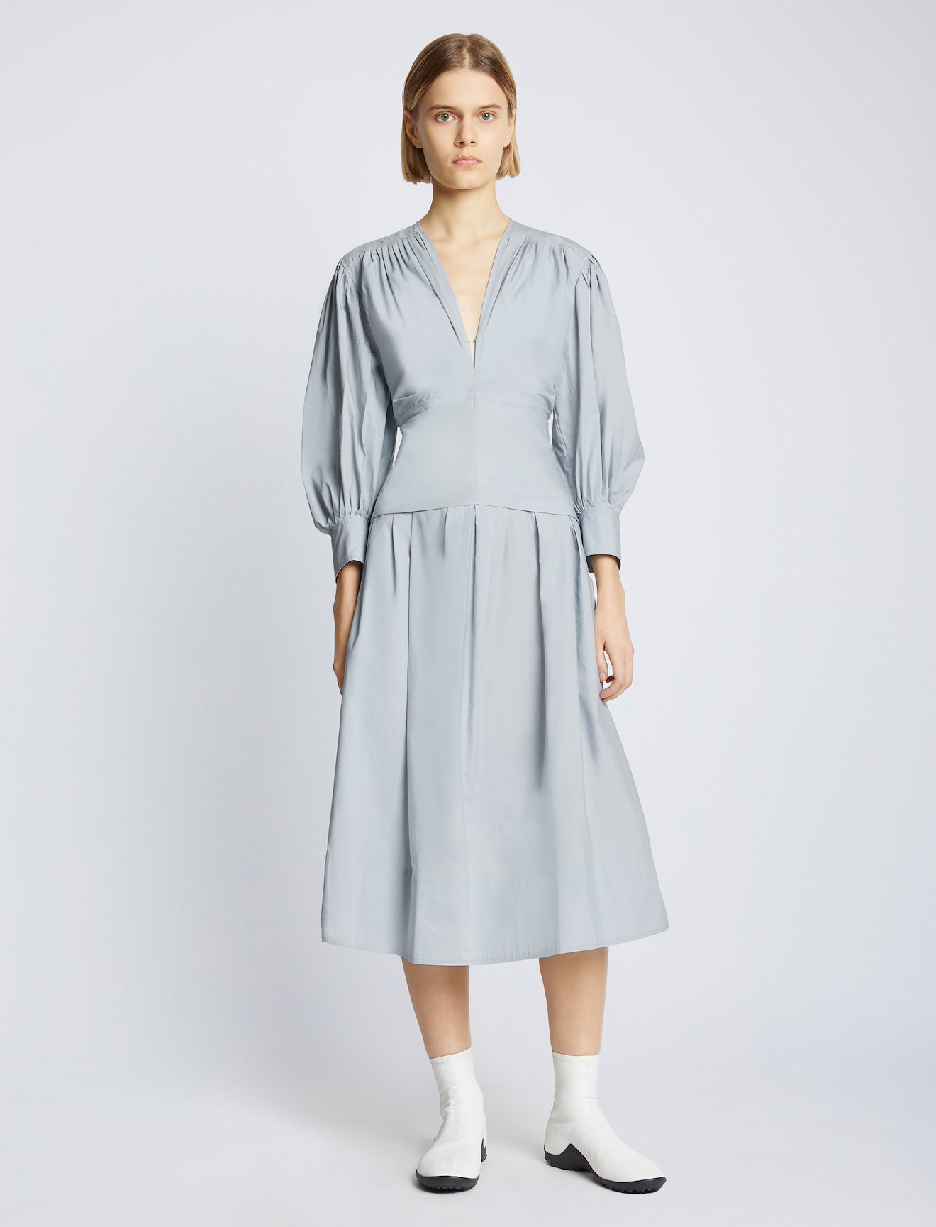 Poplin V-neck Dress #5