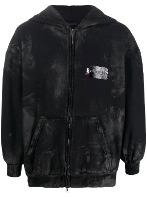 Balenciaga Distressed Zip-up Hoodie in Blue for Men