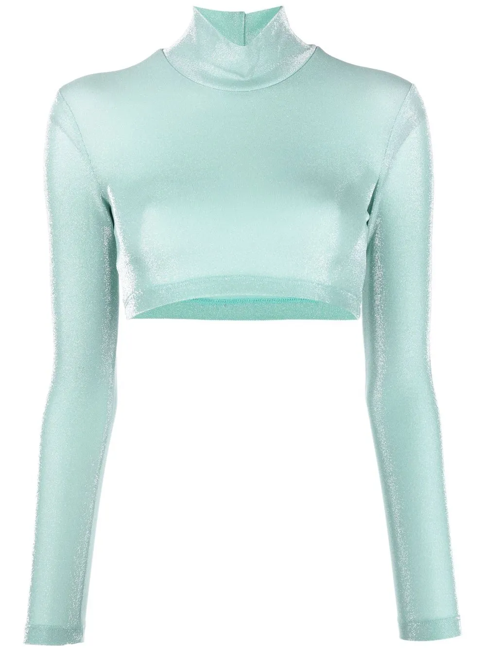 

ROTATE Fiba glitter high-neck cropped top - Green