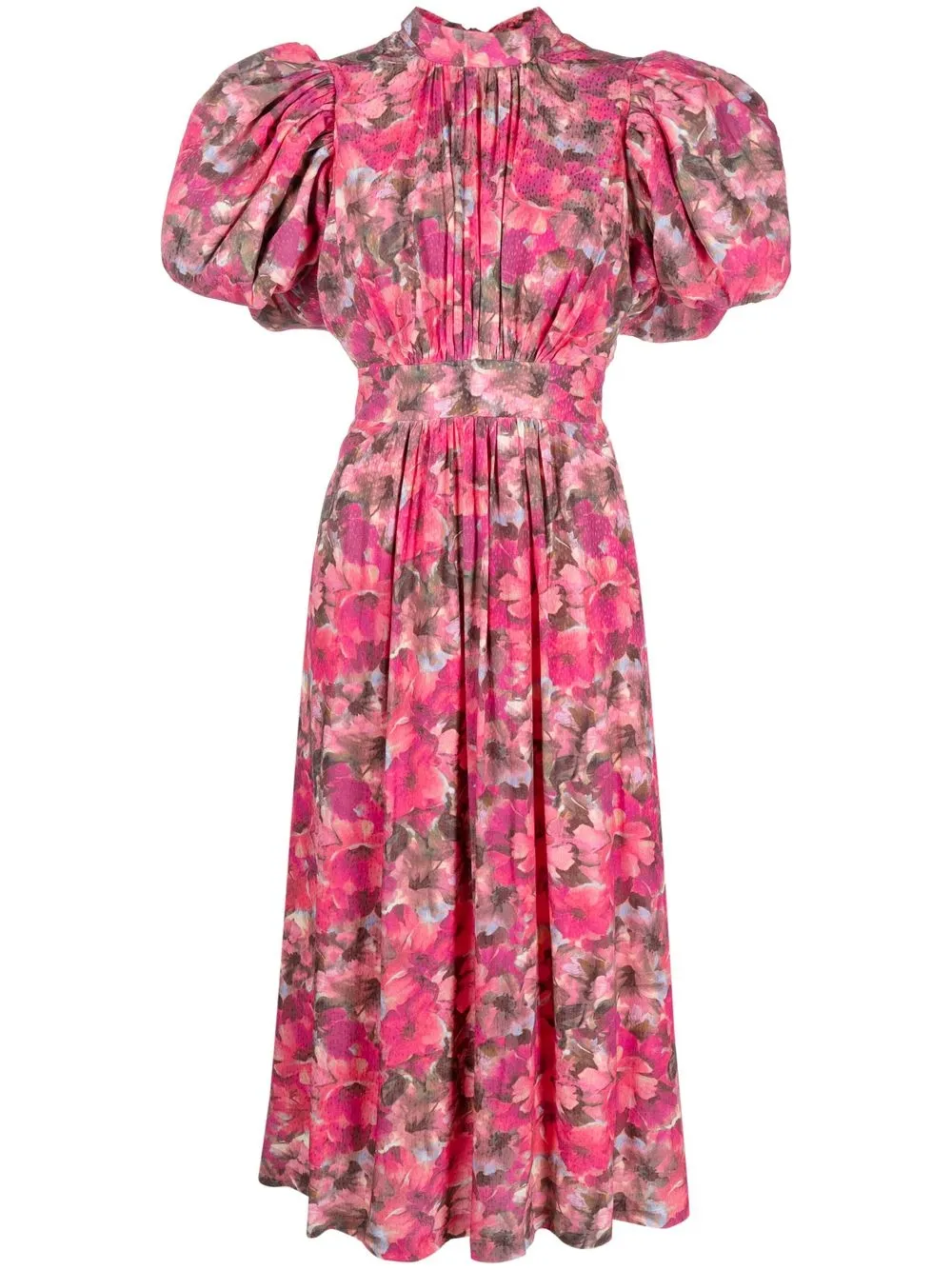 

ROTATE Noon floral-print puff-sleeve dress - Pink