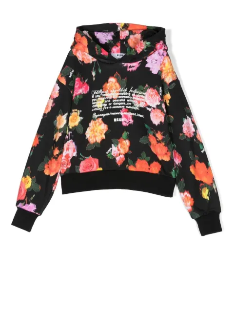 MSGM Kids floral print hoodie