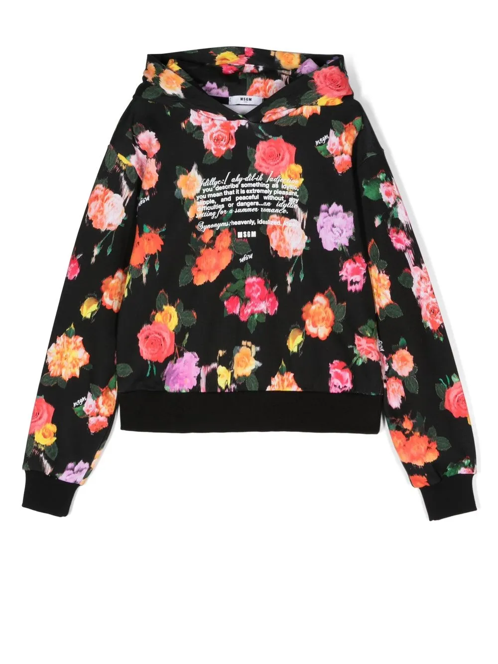 

MSGM Kids hoodie con estampado floral - Negro