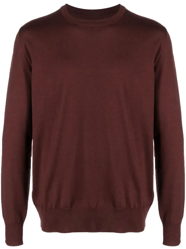 Jil Sander Fine-knit Wool Jumper in Brown