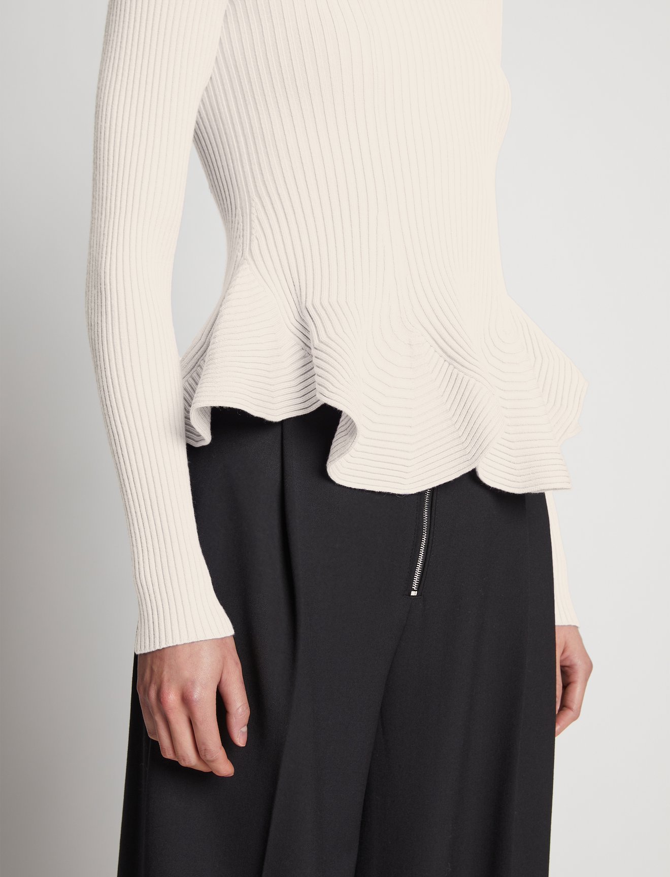 Fluted Rib Knit Peplum Sweater #4