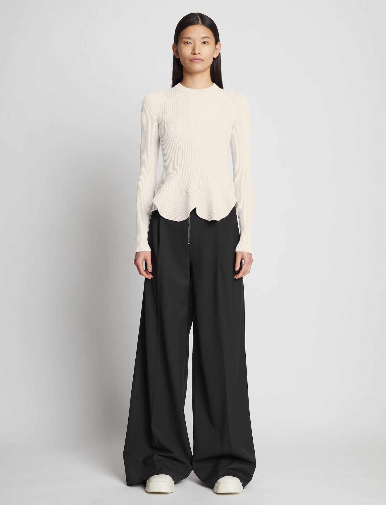 Fluted Rib Knit Peplum Sweater #1