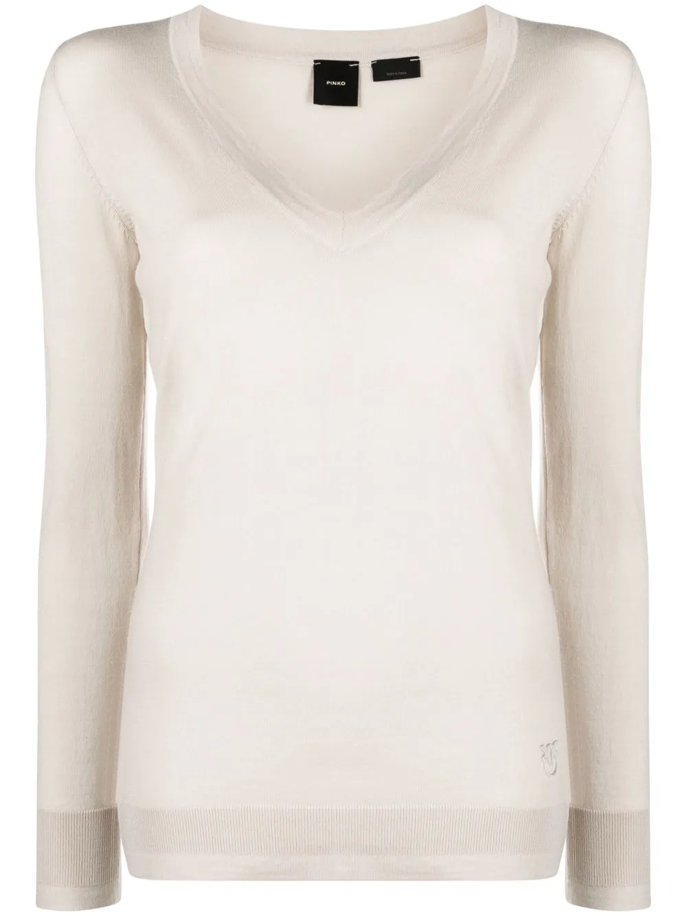 

PINKO logo-embroidered wool sweater - Neutrals