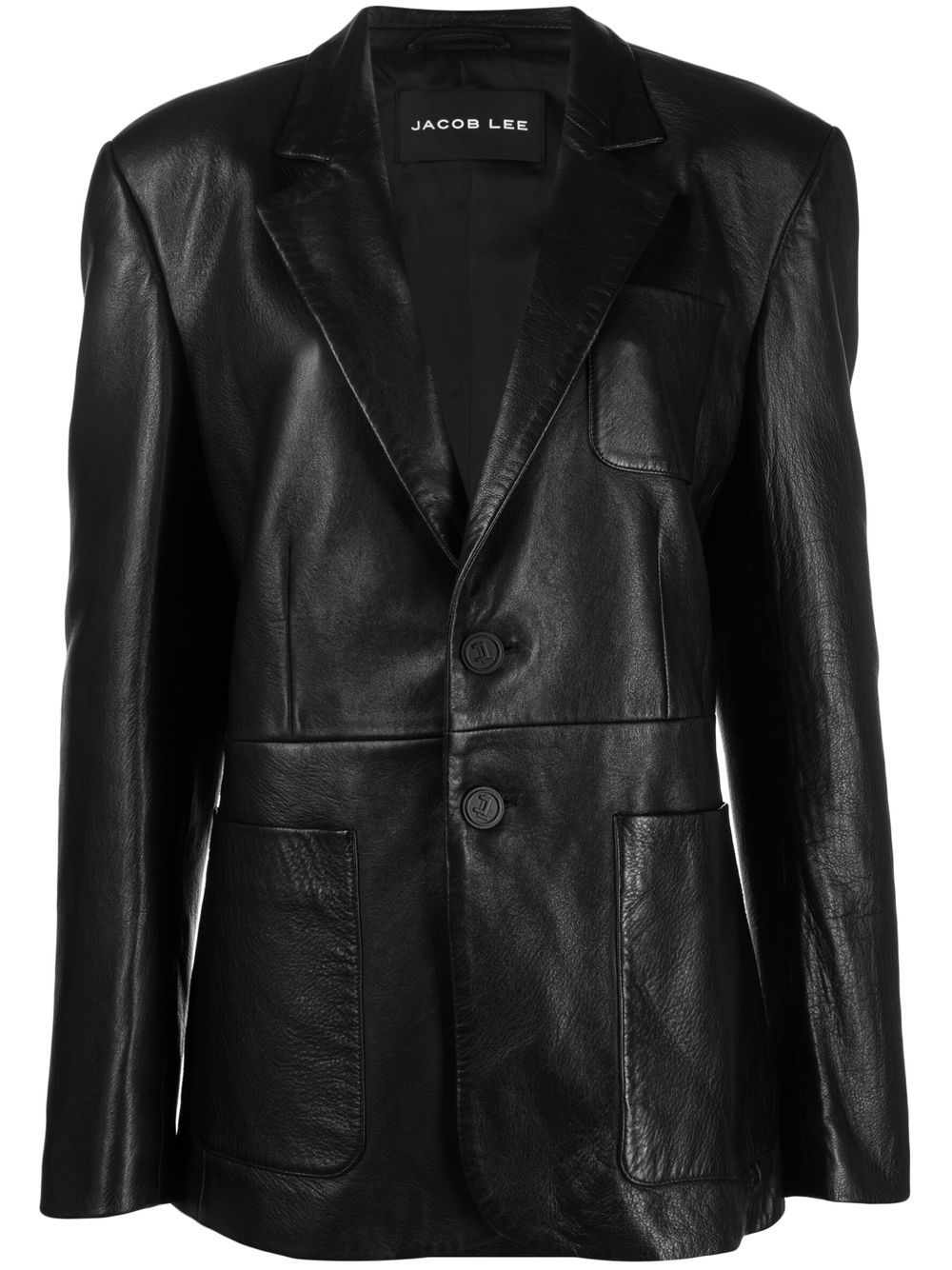 

Jacob Lee leather button-up blazer - Black