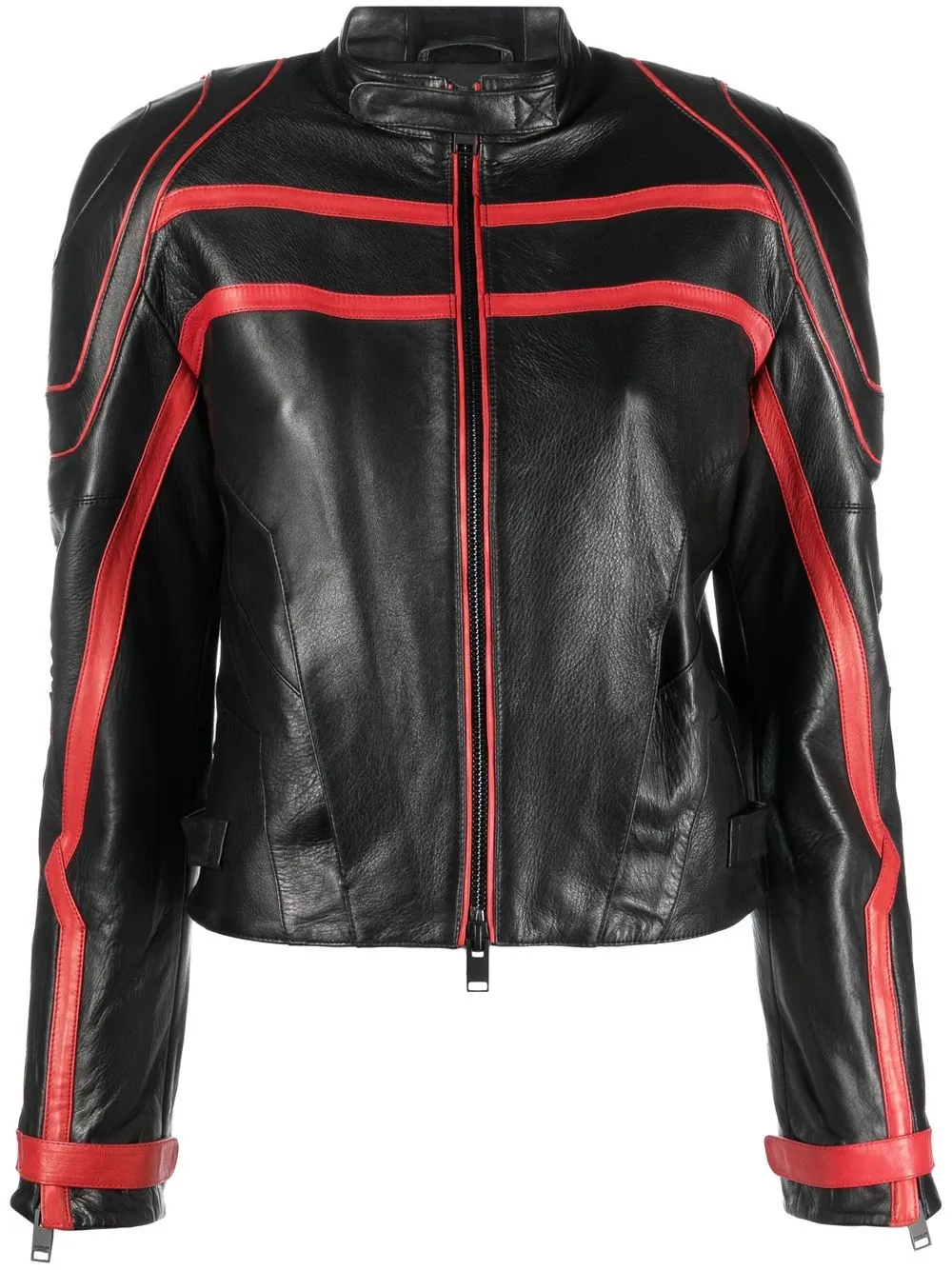 

Jacob Lee contrast-trim leather jacket - Black