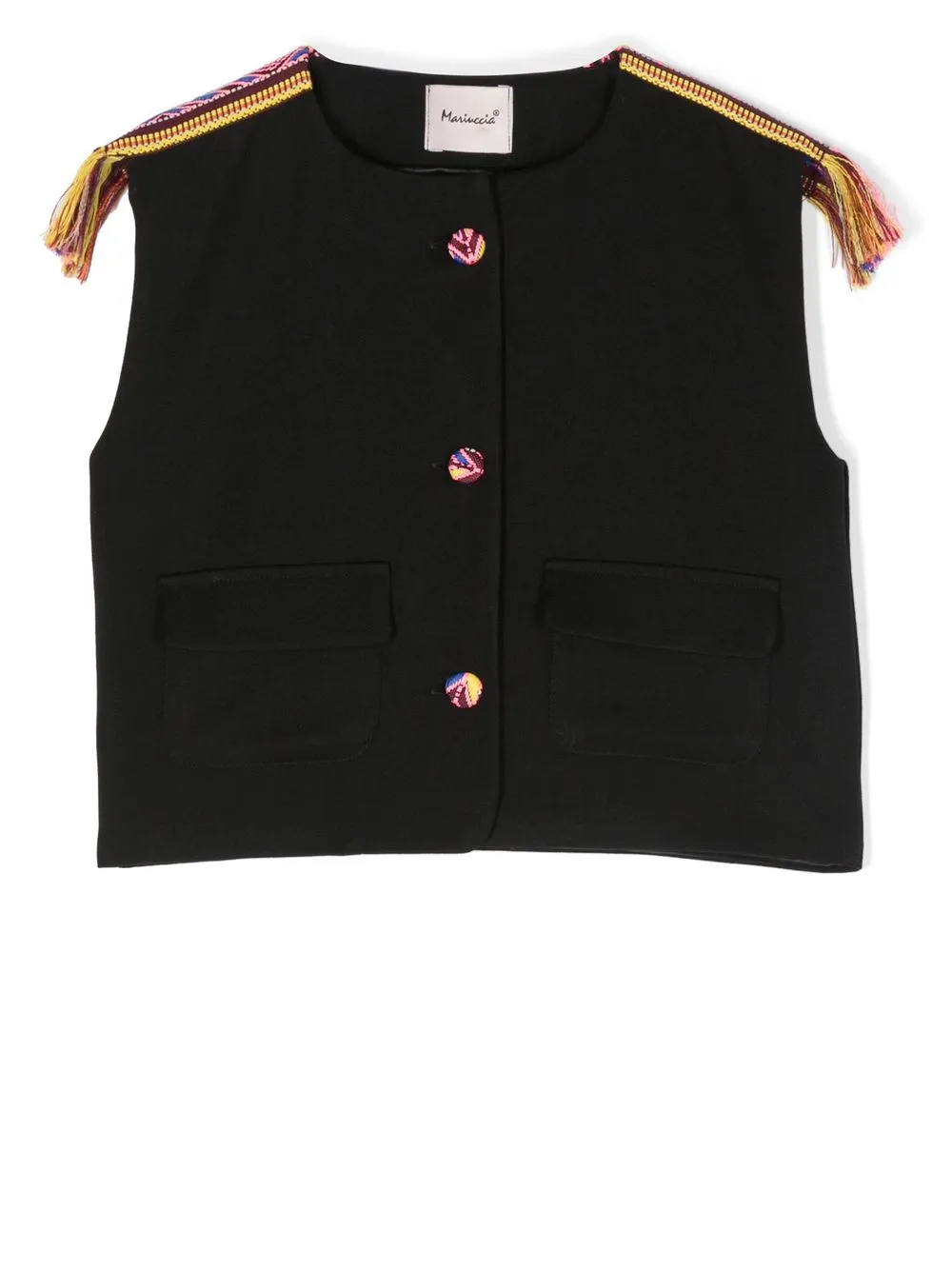 

Mariuccia Milano Kids fringe-detail knitted vest - Black