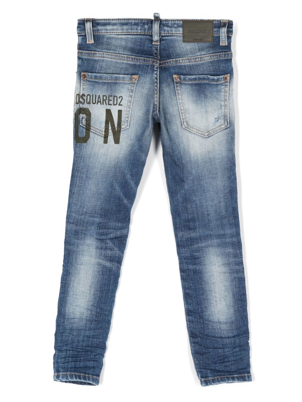 Image 2 of Dsquared2 Kids vaqueros slim con motivo Icon