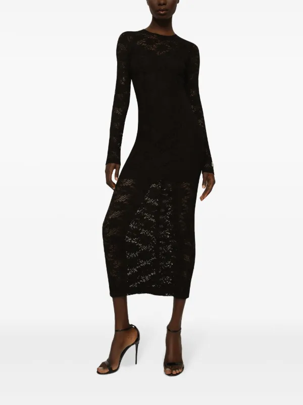Dolce & Gabbana lace-panel Midi Dress | Black | FARFETCH