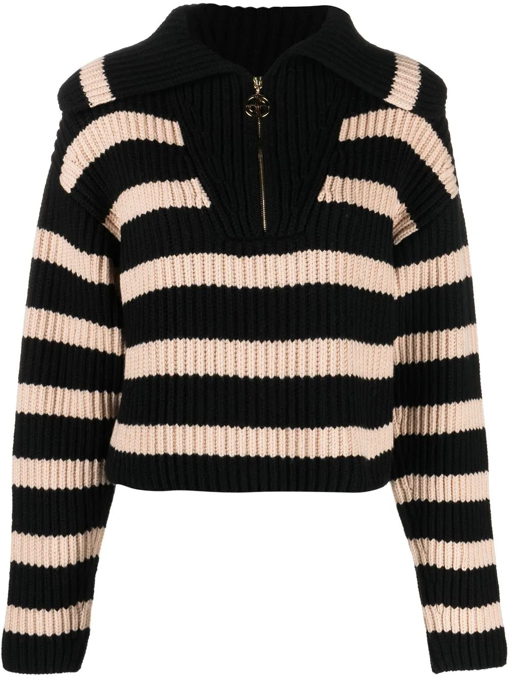 

Patou spread-collar striped jumper - Black