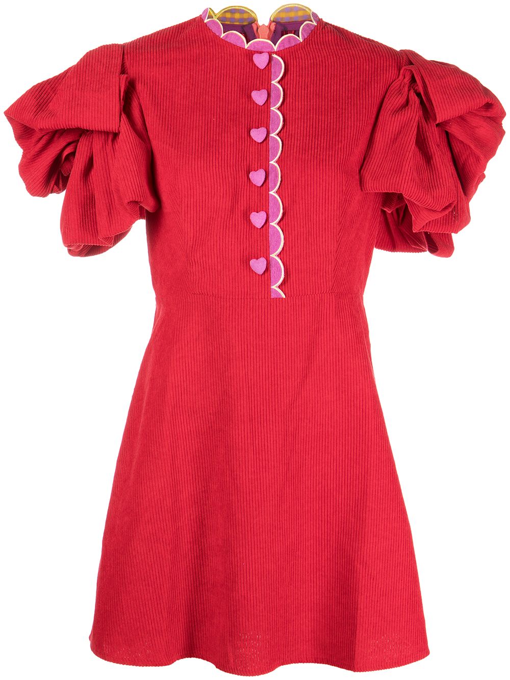 Celia B Valentine Corduroy Puff-sleeve Dress In Red | ModeSens