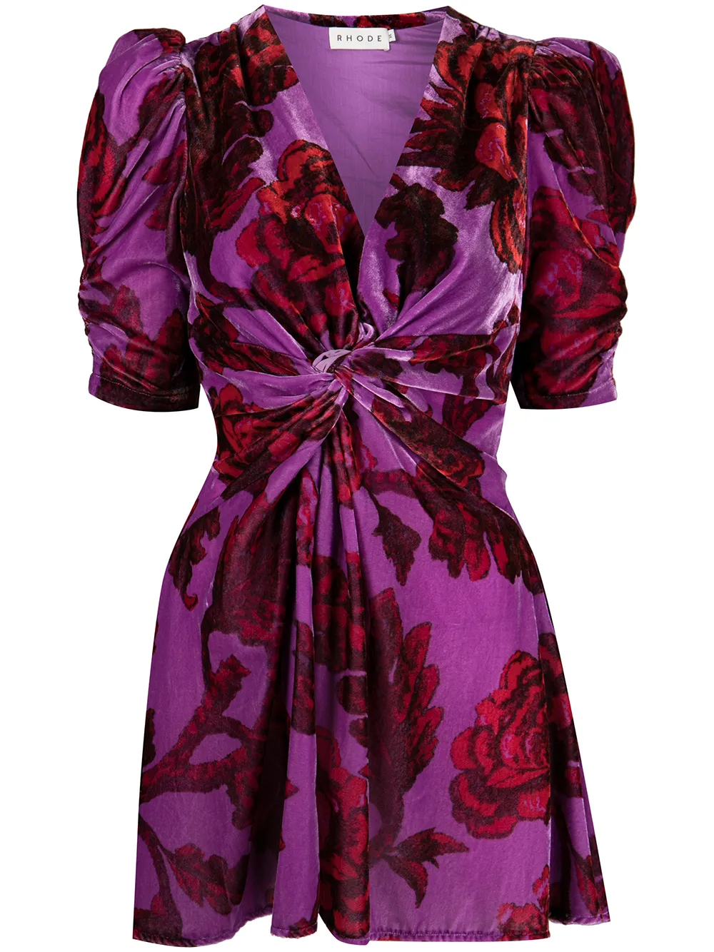 

Rhode floral-print velvet effect mini dress - Purple