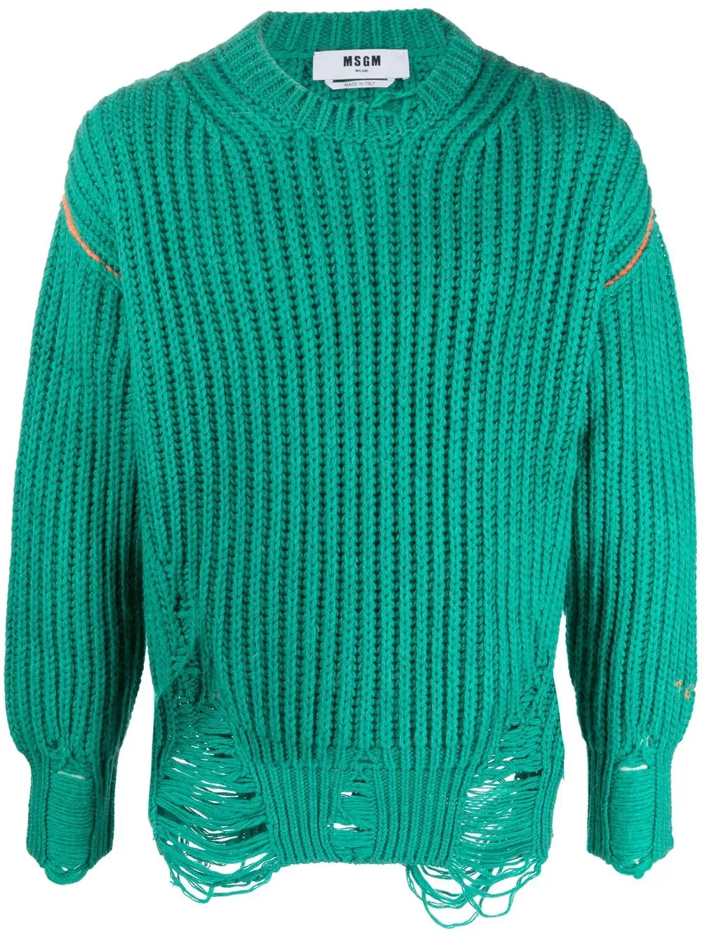 

MSGM distressed ribbed jumper - Green