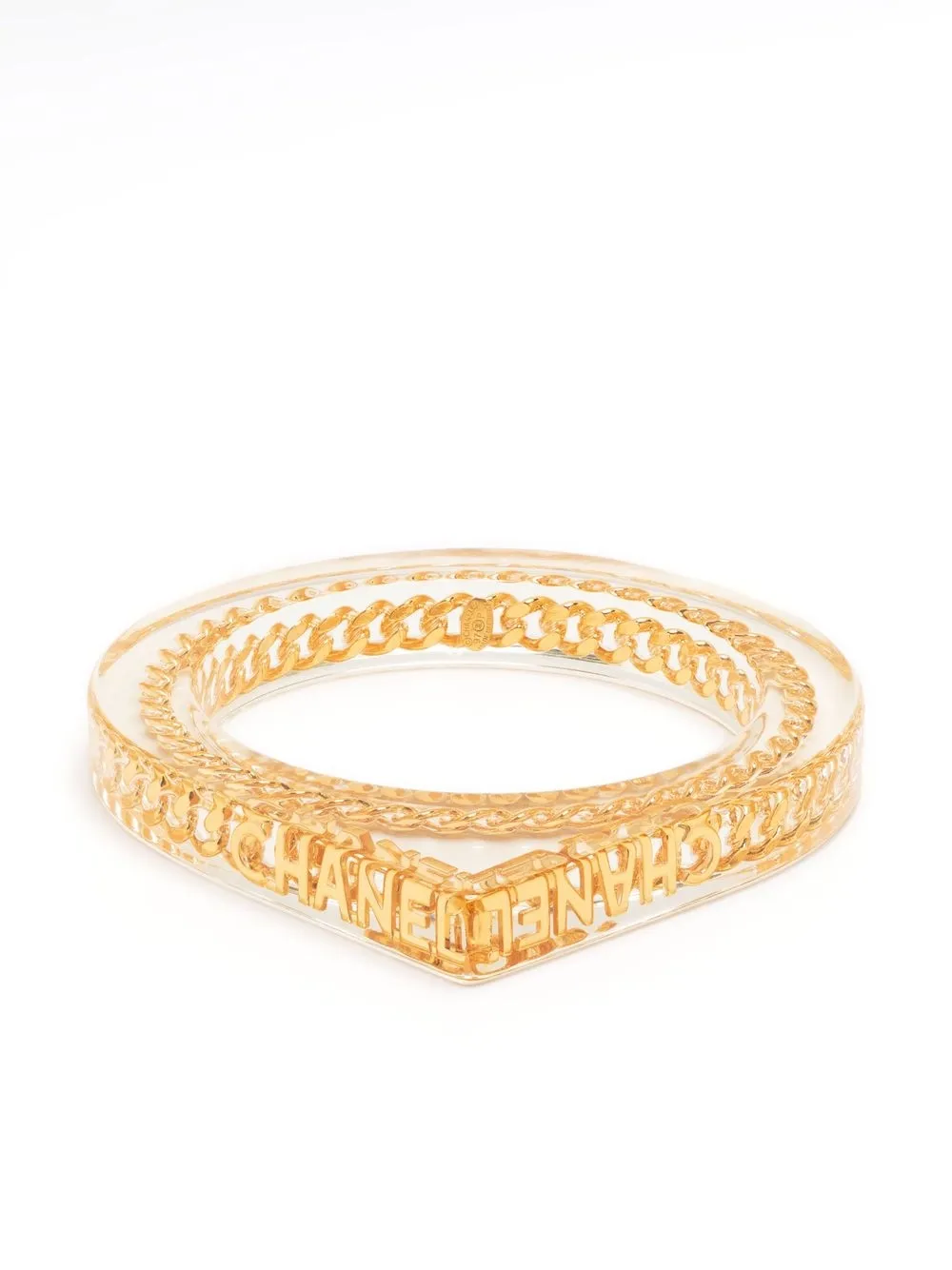 

CHANEL Pre-Owned 1997 logo-chain resin bangle - Gold