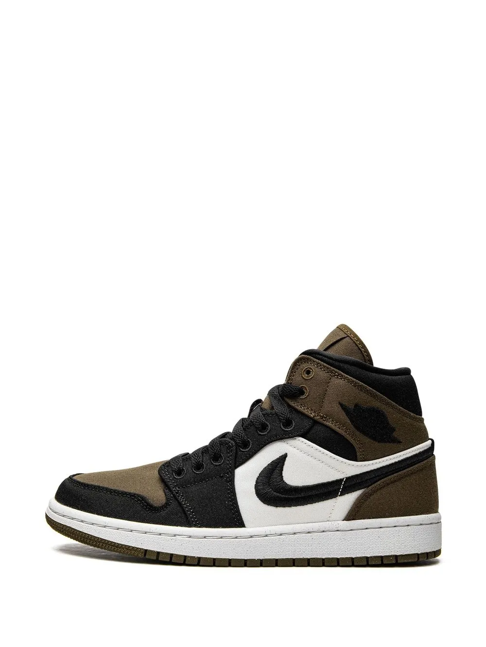 Shop Jordan Air  1 Mid Se "olive Toe" Sneakers In Green