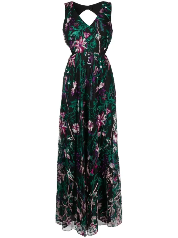 Marchesa floral embroidered gown hotsell