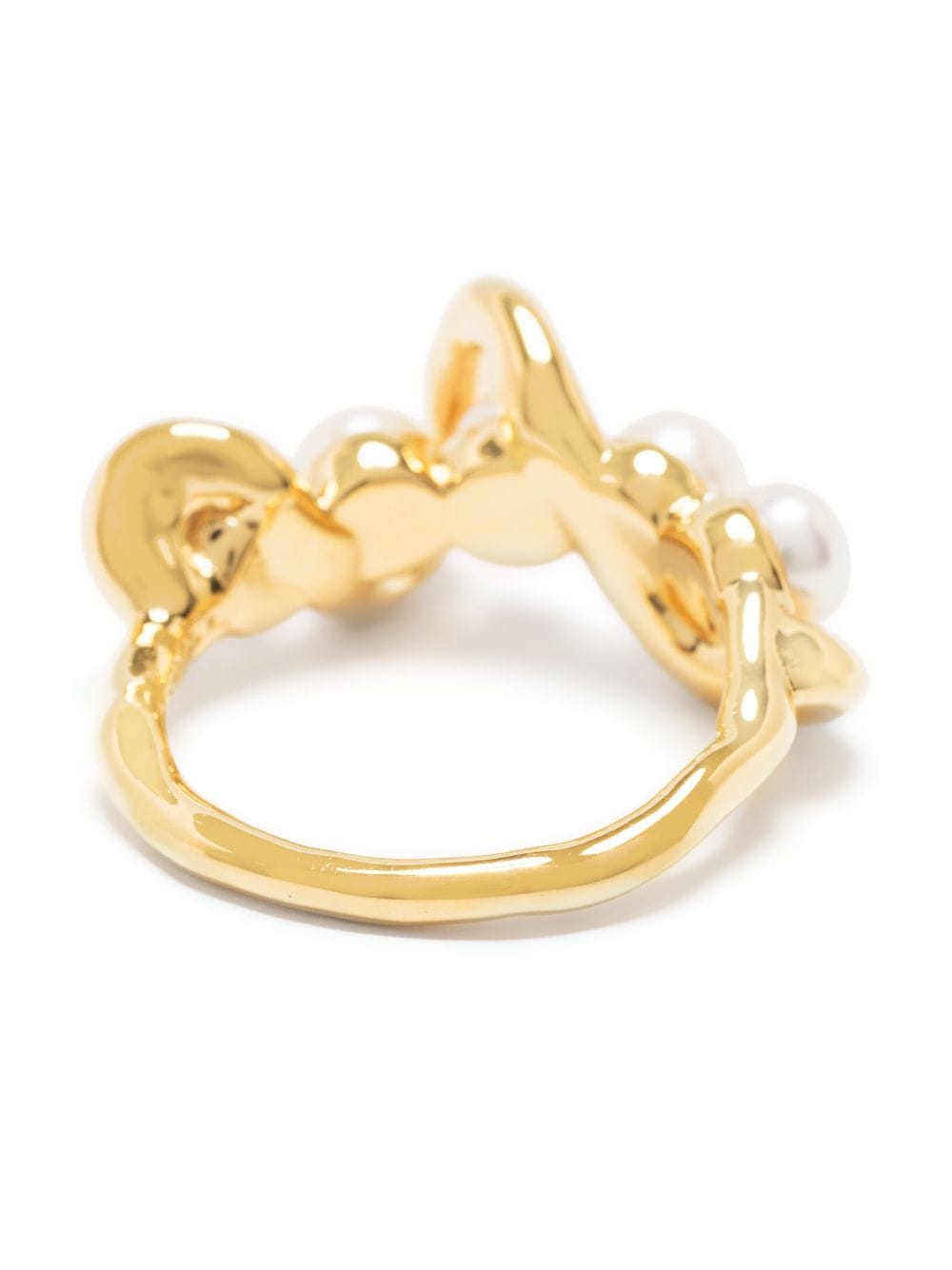 Shop Missoma Molten Pearl Twisted Stacking Ring In Gold