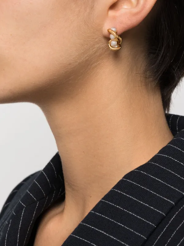 Missoma Molten Pearl Twisted Hoop Earrings | Gold | FARFETCH ID
