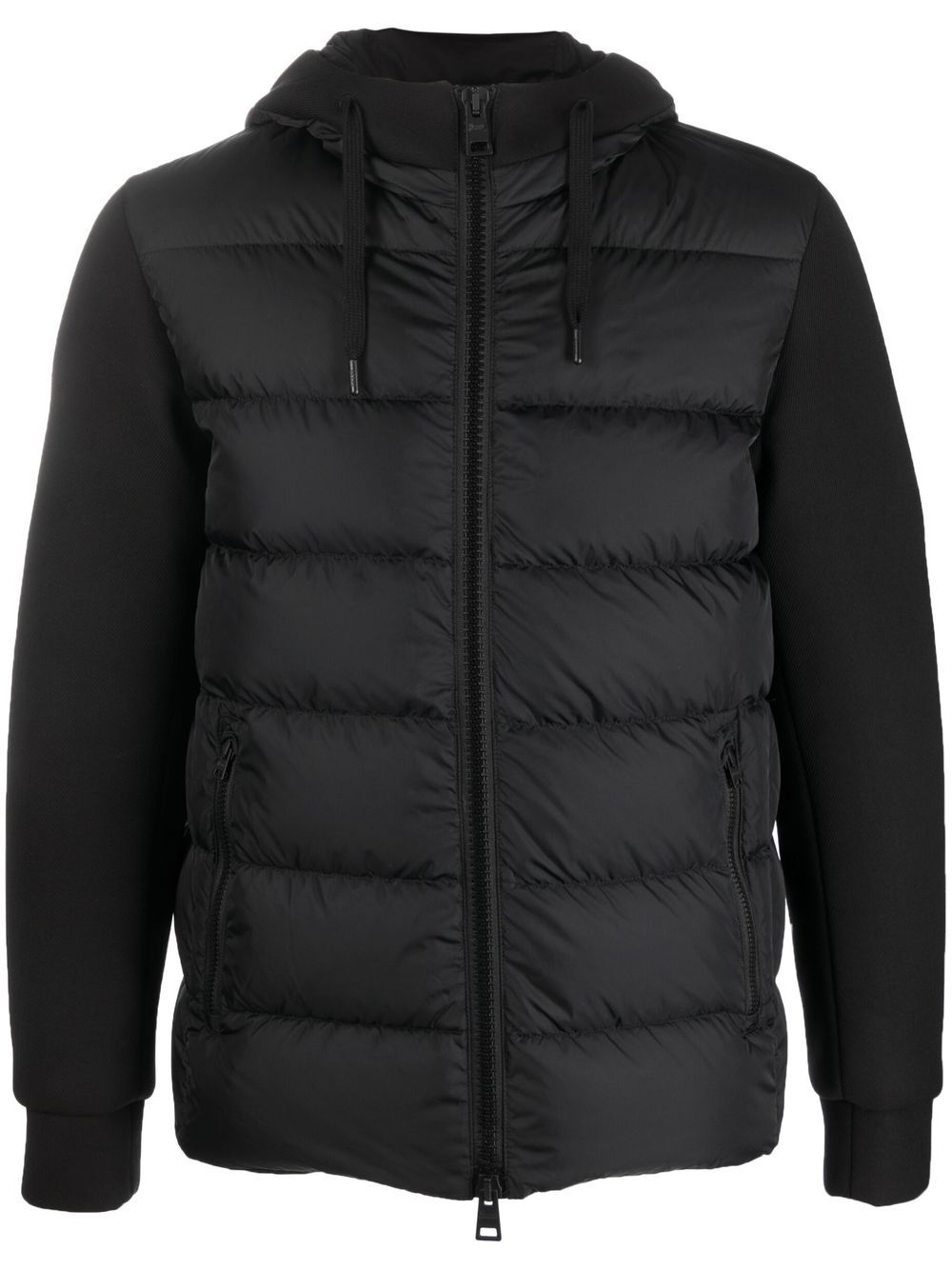 Herno hooded hybrid down-padded jacket – Black