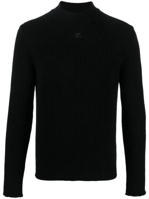 Courrèges logo-embroidered ribbed-knit jumper
