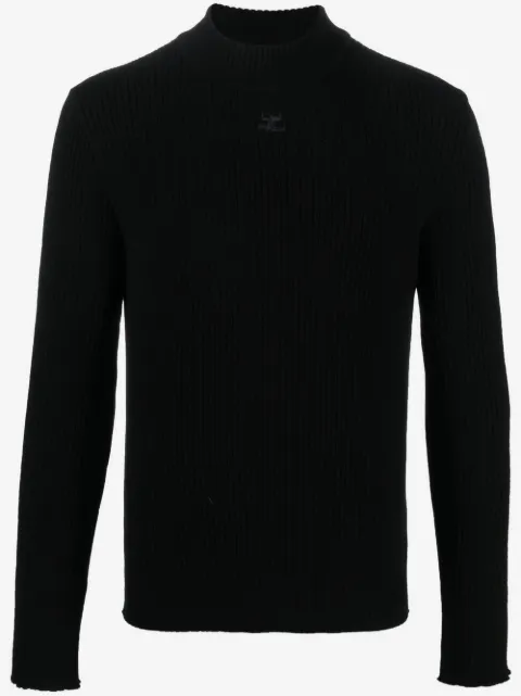 Courrèges logo-embroidered ribbed-knit jumper