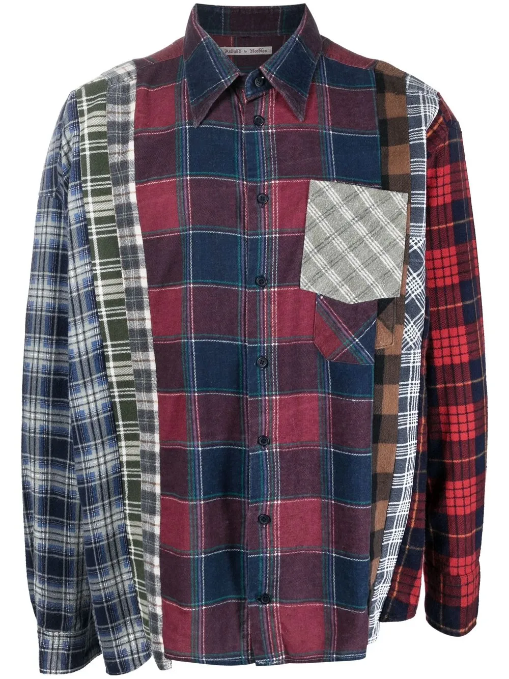 

Needles plaid patchwork long-sleeve shirt - Blue