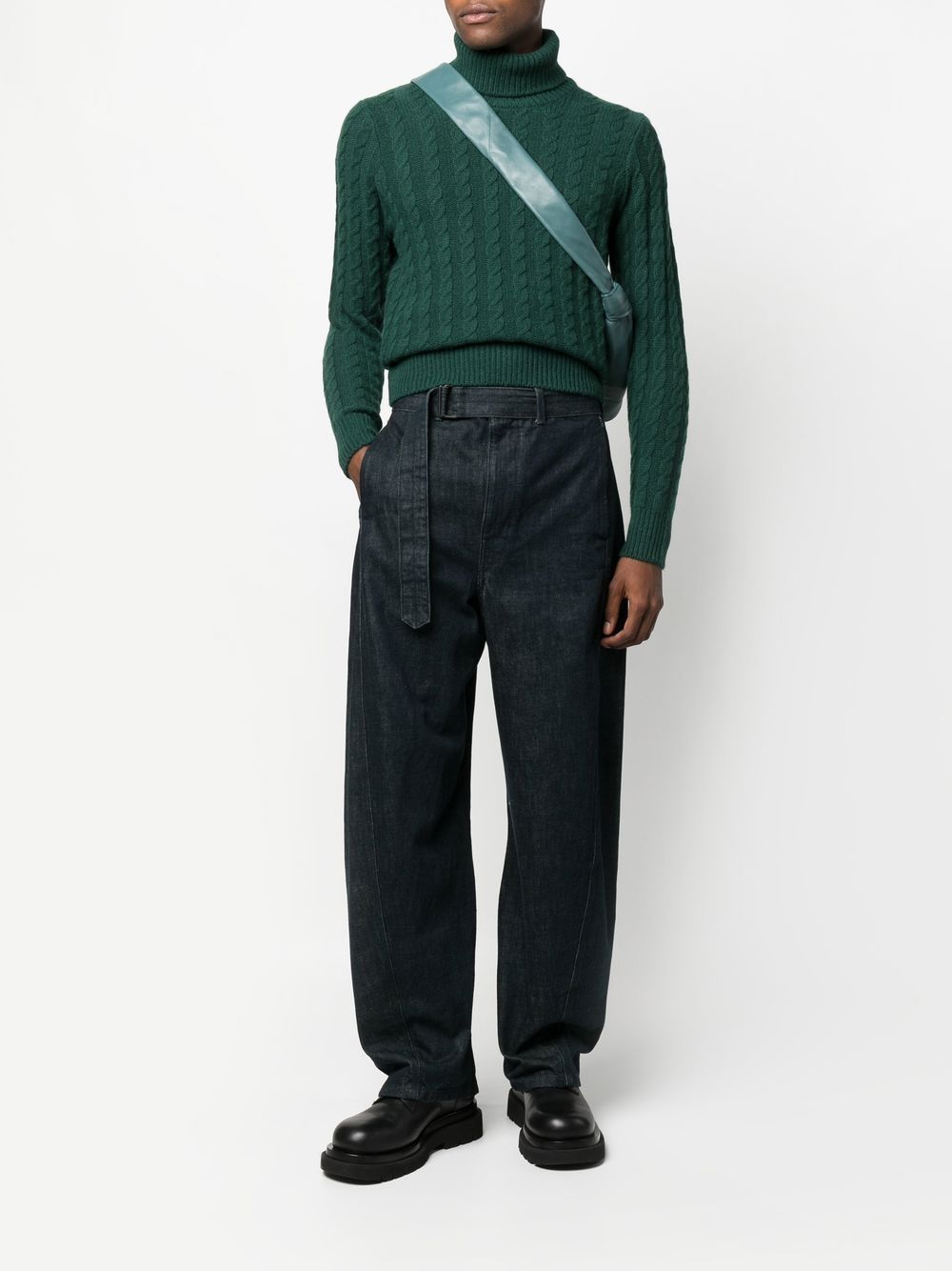  Zanone Cable-knit Roll-neck Jumper - Green 