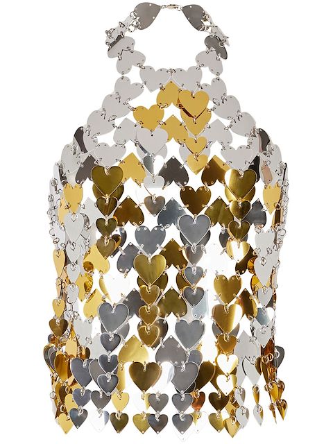 Paco Rabanne heart-paillettes metallic halterneck top