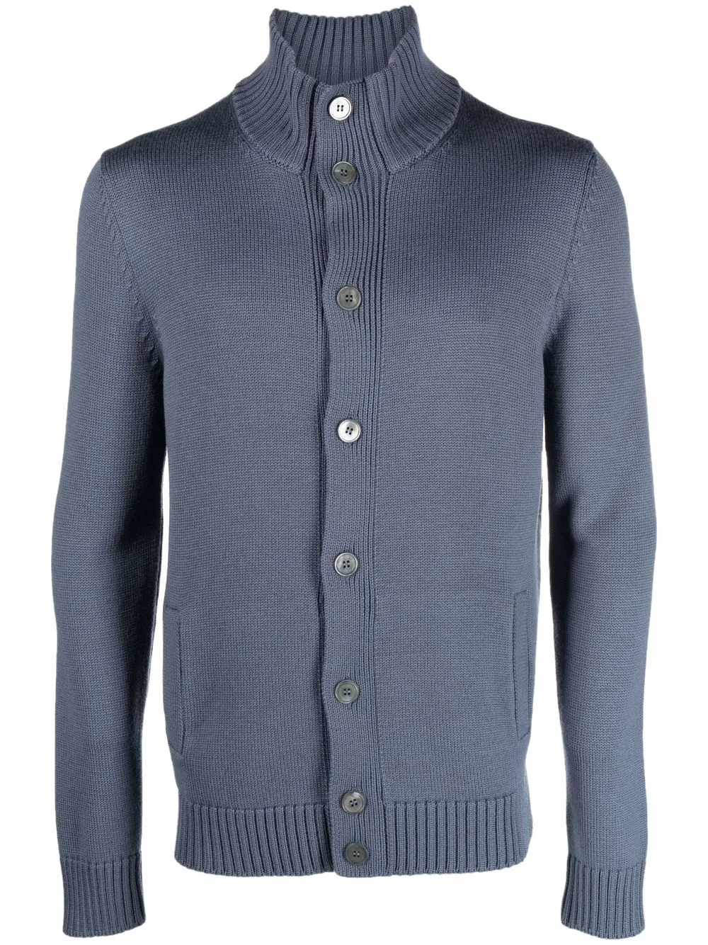 

D4.0 button-up funnel neck jumper - Blue