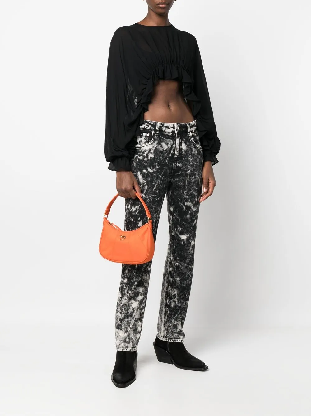 

PINKO blusa corta de manga larga - Negro