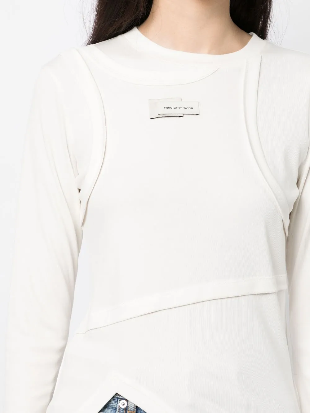 Feng Chen Wang White Double Panel Blouse In Weiss