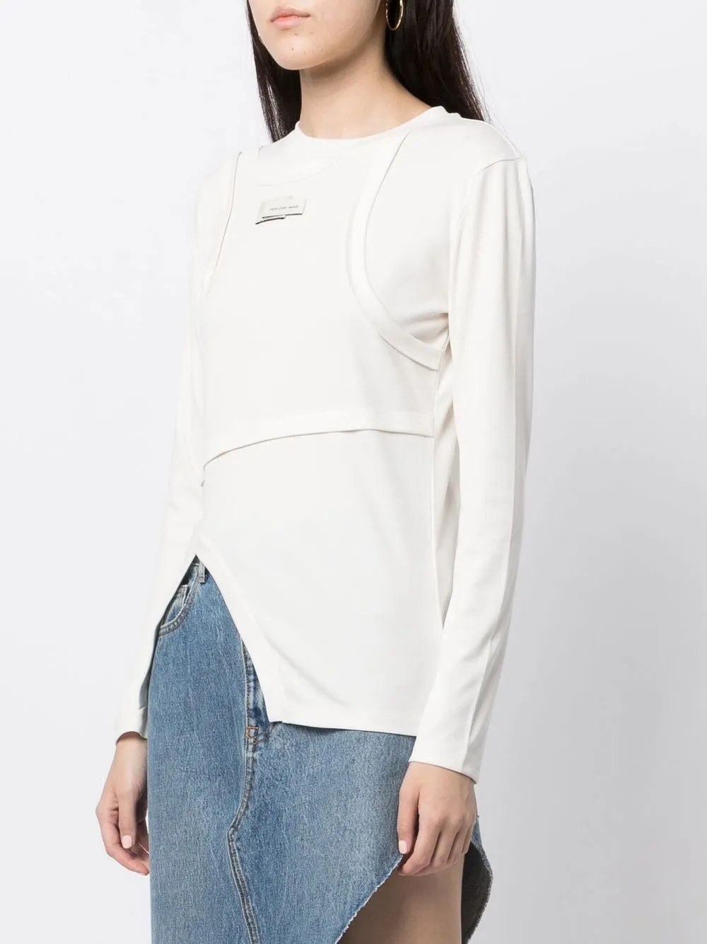 Feng Chen Wang White Double Panel Blouse In Weiss
