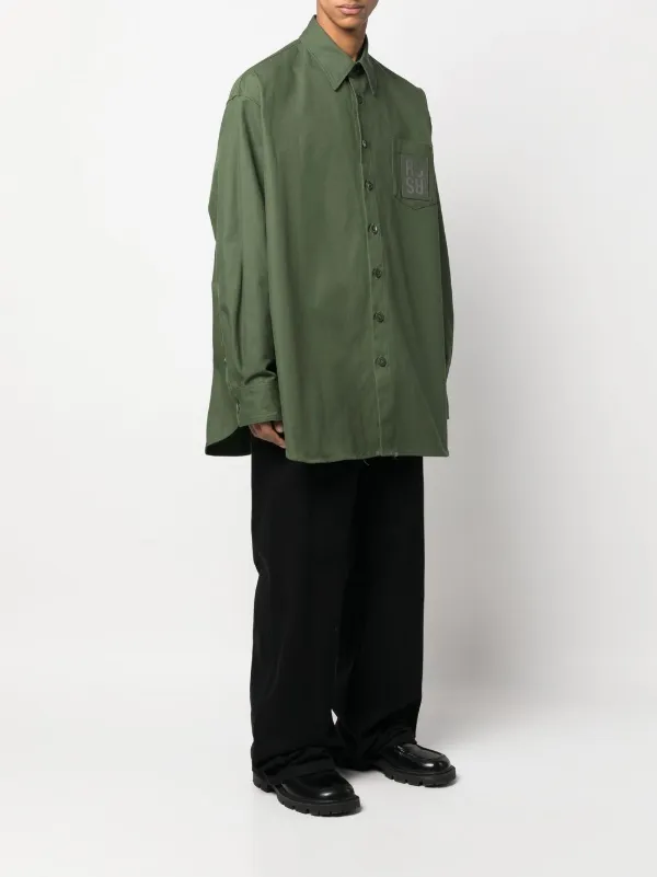 Raf Simons Oversized logo-patch Cotton Shirt - Farfetch