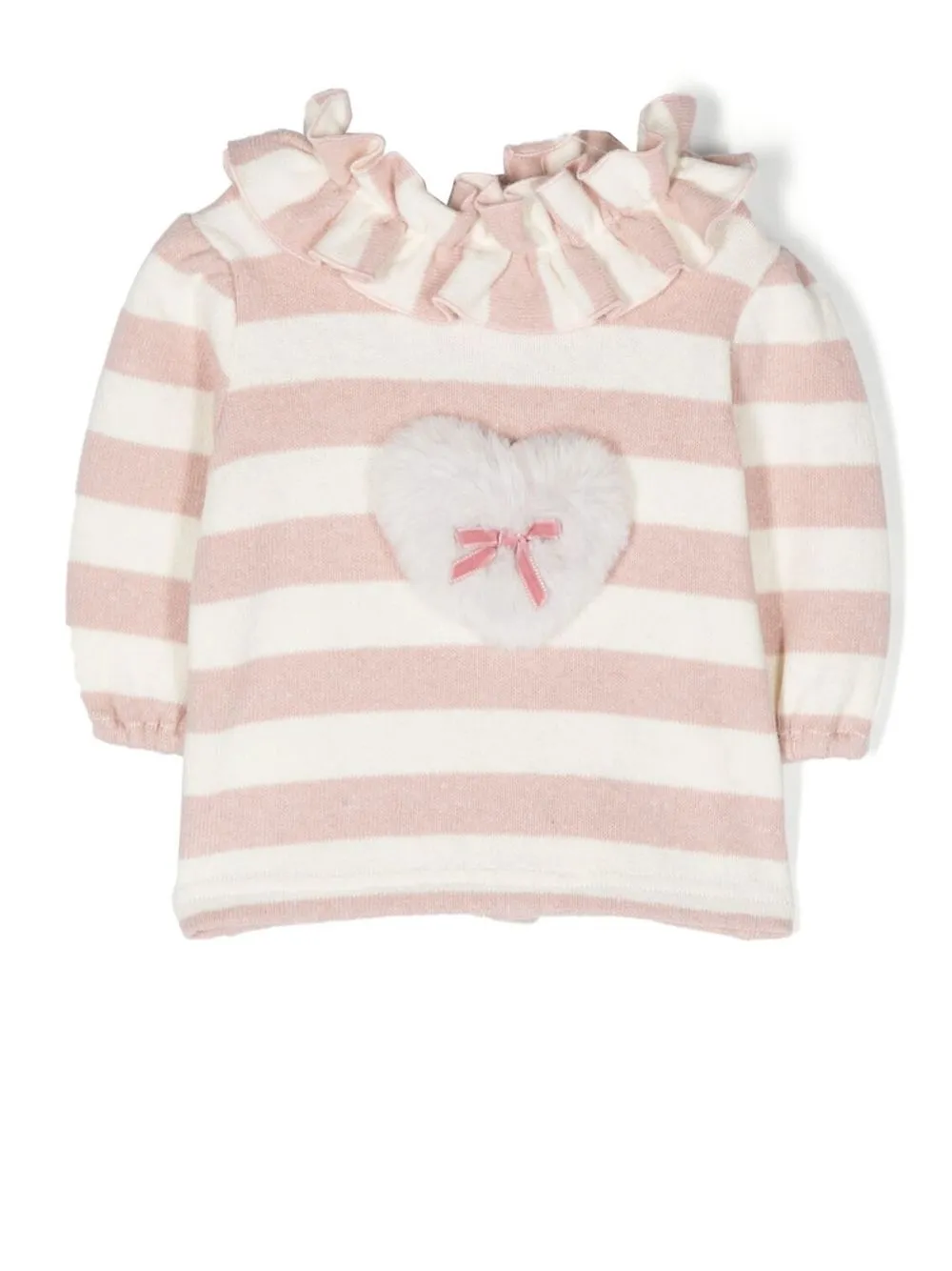 

La Stupenderia striped-knit ruffled jumper - Pink