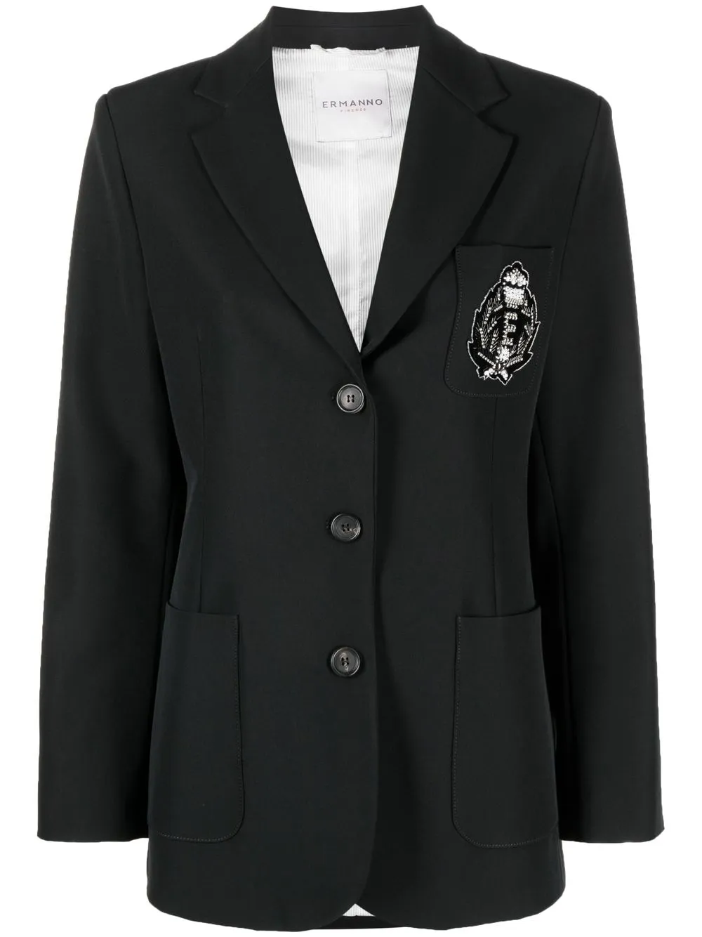

Ermanno Ermanno blazer con parche del logo y detalles de cristal - Negro