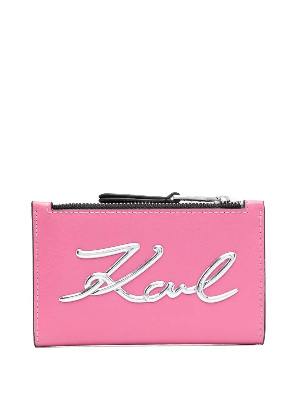 

Karl Lagerfeld logo-plaque detail zipped wallet - Pink